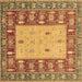 Square Machine Washable Abstract Brown Modern Rug, wshabs2741brn