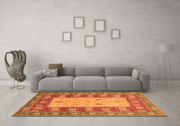 Machine Washable Abstract Orange Modern Rug, wshabs2741org