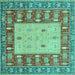 Square Abstract Turquoise Modern Rug, abs2741turq