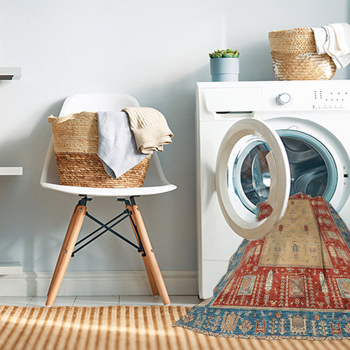 Machine Washable Abstract Brown Sugar Brown Rug in a Washing Machine, wshabs2741