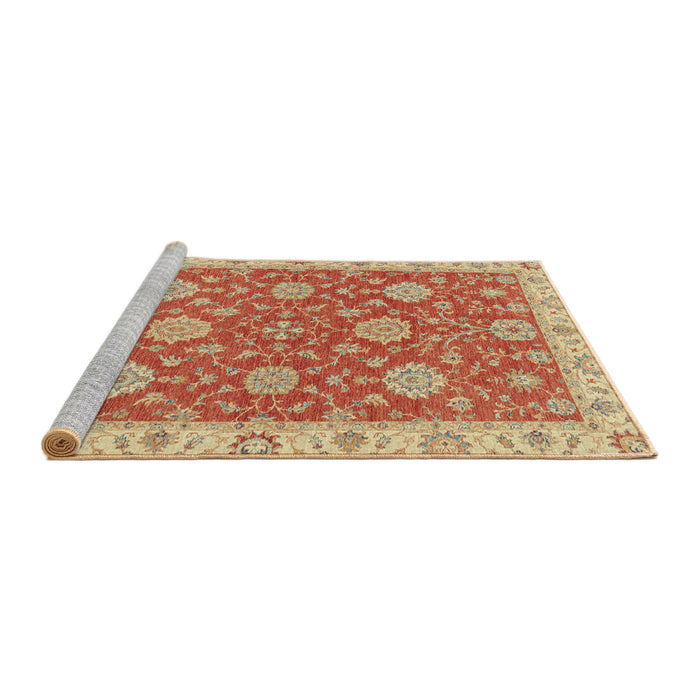Sideview of Machine Washable Abstract Orange Red Rug, wshabs2742