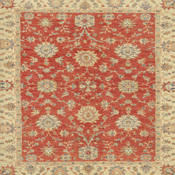 Square Abstract Orange Red Oriental Rug, abs2742