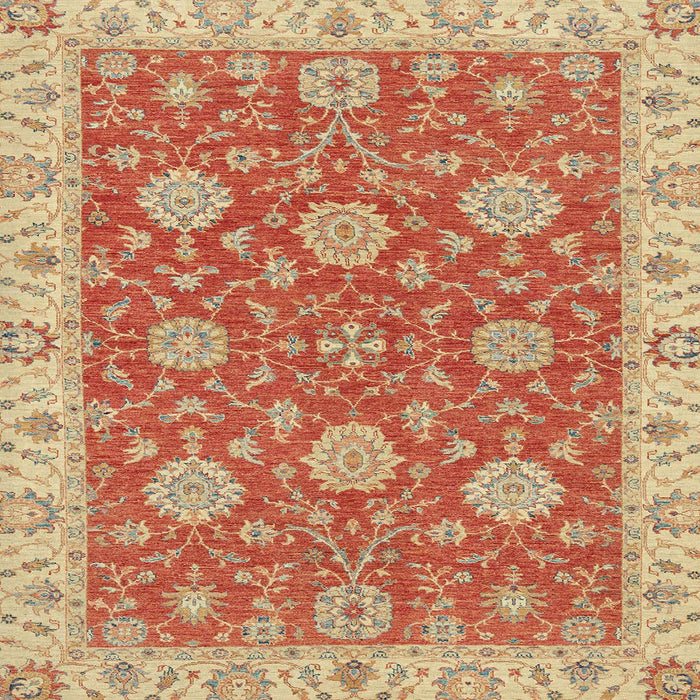 Square Abstract Orange Red Oriental Rug, abs2742