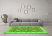 Machine Washable Oriental Green Traditional Area Rugs in a Living Room,, wshabs2742grn