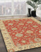 Abstract Orange Red Oriental Rug in Family Room, abs2742