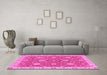 Machine Washable Oriental Pink Traditional Rug in a Living Room, wshabs2742pnk