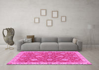 Machine Washable Oriental Pink Traditional Rug, wshabs2742pnk