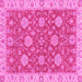 Square Machine Washable Oriental Pink Traditional Rug, wshabs2742pnk