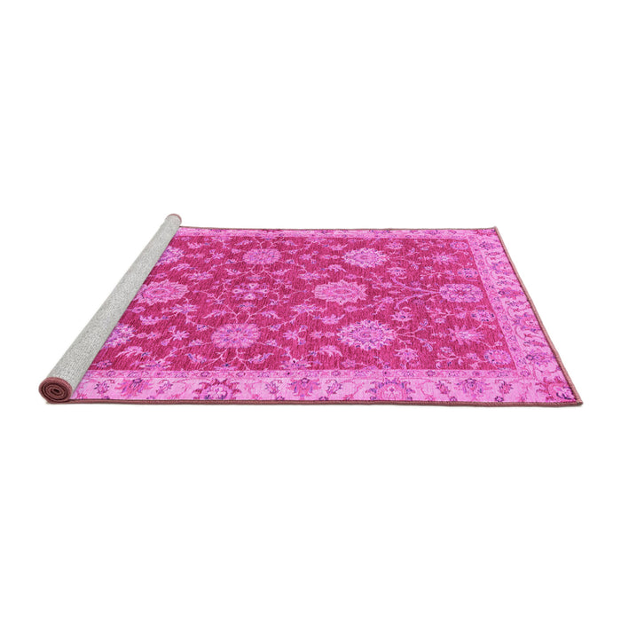 Sideview of Machine Washable Oriental Pink Traditional Rug, wshabs2742pnk