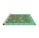 Sideview of Machine Washable Oriental Turquoise Traditional Area Rugs, wshabs2742turq