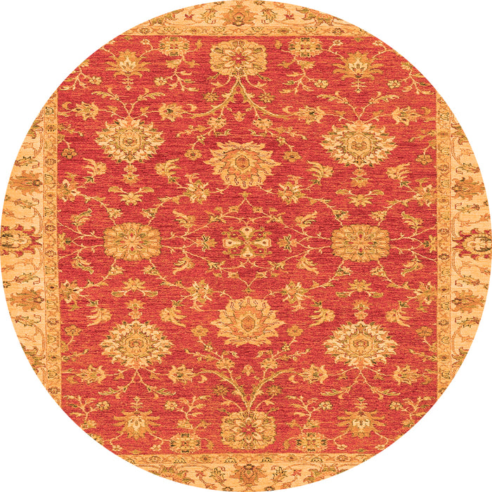 Round Oriental Orange Traditional Rug, abs2742org