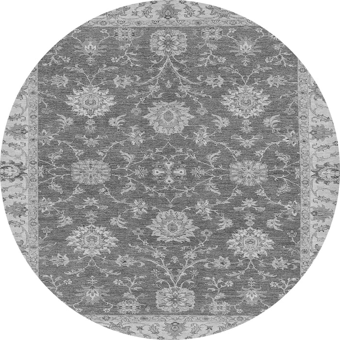Round Machine Washable Oriental Gray Traditional Rug, wshabs2742gry