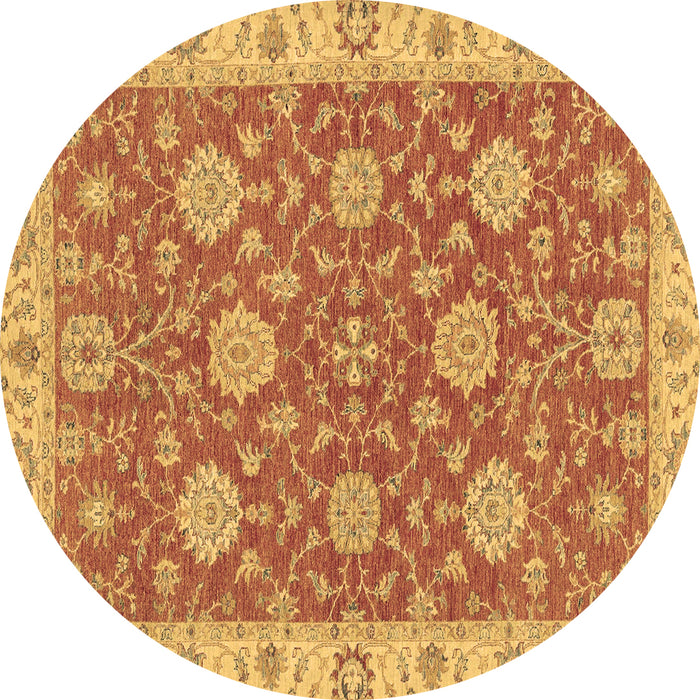 Round Machine Washable Oriental Brown Traditional Rug, wshabs2742brn