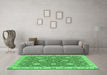 Machine Washable Oriental Emerald Green Traditional Area Rugs in a Living Room,, wshabs2742emgrn