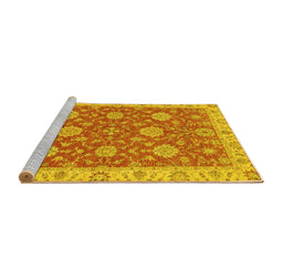 Sideview of Machine Washable Oriental Yellow Traditional Rug, wshabs2742yw
