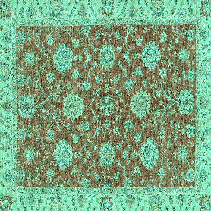 Square Machine Washable Oriental Turquoise Traditional Area Rugs, wshabs2742turq