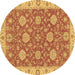 Round Oriental Brown Traditional Rug, abs2742brn