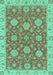 Machine Washable Oriental Turquoise Traditional Area Rugs, wshabs2742turq