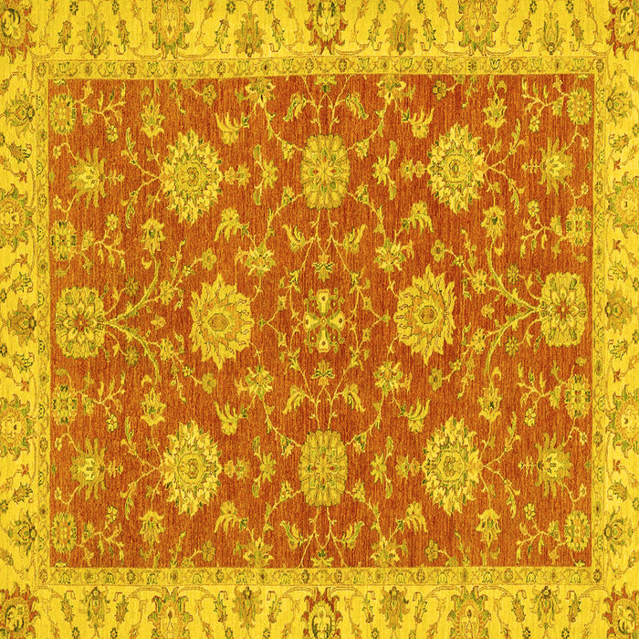Square Machine Washable Oriental Yellow Traditional Rug, wshabs2742yw