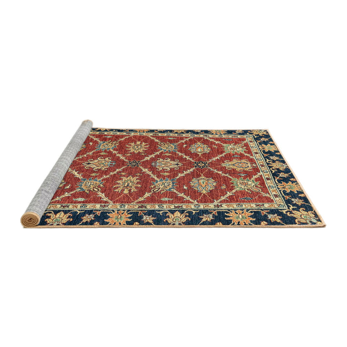 Sideview of Machine Washable Abstract Fire Brick Red Rug, wshabs2743