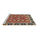 Sideview of Machine Washable Abstract Fire Brick Red Rug, wshabs2743