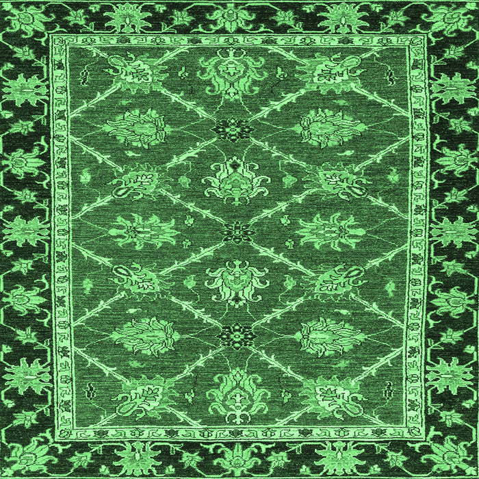 Square Machine Washable Abstract Emerald Green Modern Area Rugs, wshabs2743emgrn