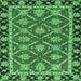 Square Machine Washable Abstract Emerald Green Modern Area Rugs, wshabs2743emgrn