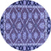 Round Machine Washable Abstract Blue Modern Rug, wshabs2743blu