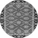 Round Machine Washable Abstract Gray Modern Rug, wshabs2743gry