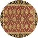 Round Machine Washable Abstract Brown Modern Rug, wshabs2743brn