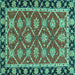 Square Abstract Turquoise Modern Rug, abs2743turq