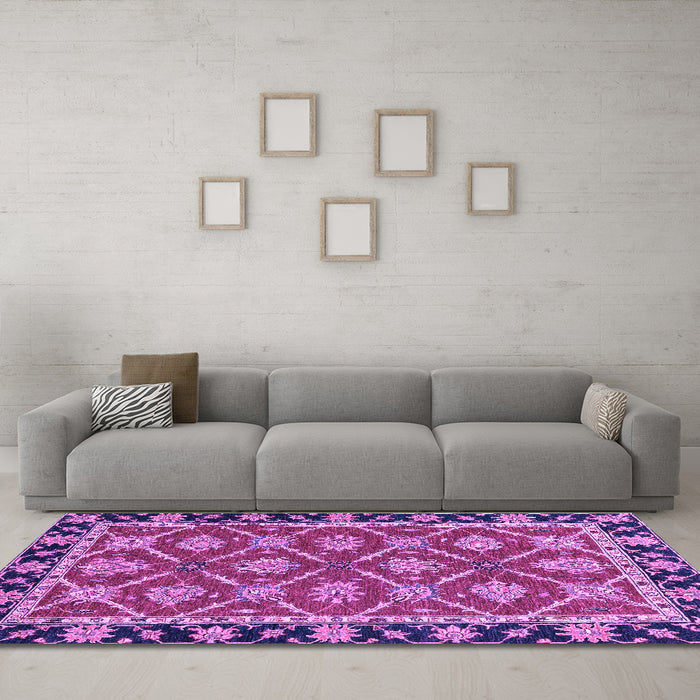 Machine Washable Abstract Purple Modern Area Rugs in a Living Room, wshabs2743pur