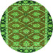 Round Machine Washable Abstract Green Modern Area Rugs, wshabs2743grn