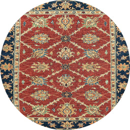 Round Abstract Fire Brick Red Modern Rug, abs2743