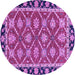 Round Machine Washable Abstract Purple Modern Area Rugs, wshabs2743pur