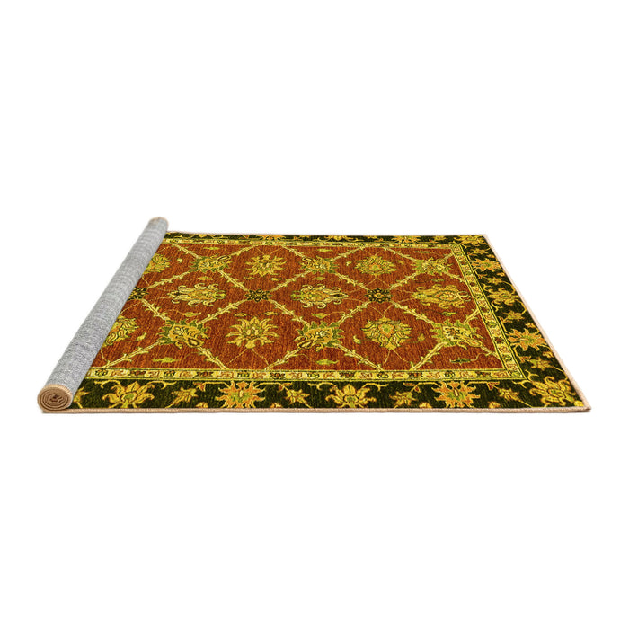 Sideview of Machine Washable Abstract Yellow Modern Rug, wshabs2743yw