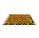 Sideview of Machine Washable Abstract Yellow Modern Rug, wshabs2743yw