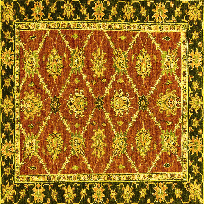 Square Abstract Yellow Modern Rug, abs2743yw