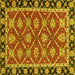 Square Abstract Yellow Modern Rug, abs2743yw