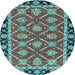 Round Machine Washable Abstract Light Blue Modern Rug, wshabs2743lblu