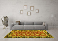 Machine Washable Abstract Yellow Modern Rug, wshabs2743yw