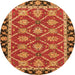 Round Machine Washable Abstract Orange Modern Area Rugs, wshabs2743org