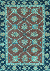 Abstract Light Blue Modern Rug, abs2743lblu