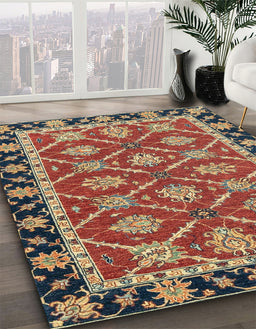 Machine Washable Abstract Fire Brick Red Rug in a Family Room, wshabs2743