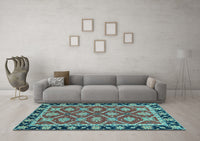 Machine Washable Abstract Light Blue Modern Rug, wshabs2743lblu