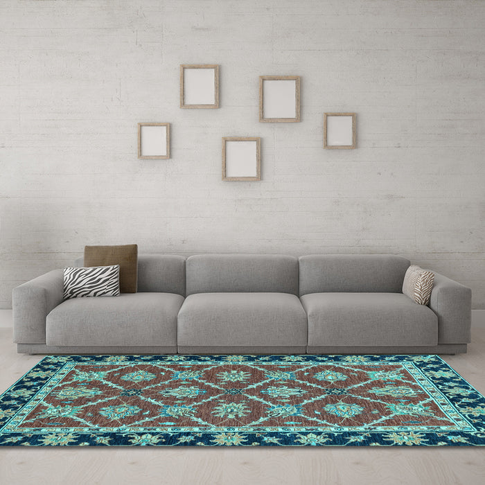 Machine Washable Abstract Light Blue Modern Rug in a Living Room, wshabs2743lblu