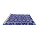 Sideview of Machine Washable Abstract Blue Modern Rug, wshabs2743blu