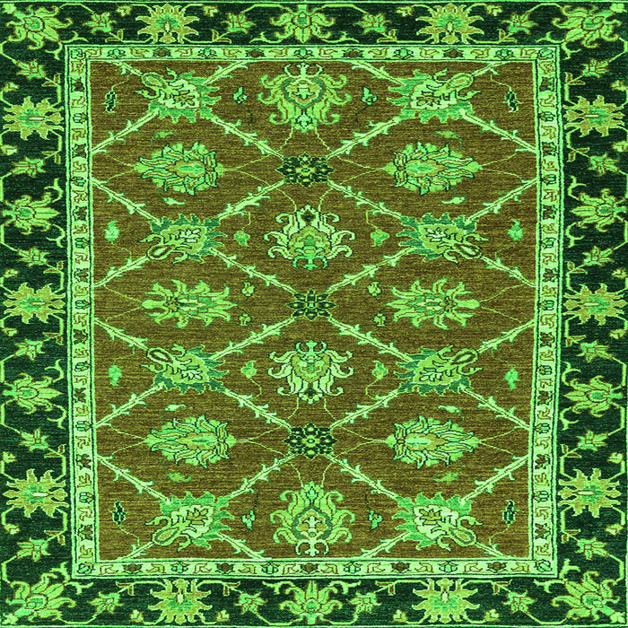 Square Abstract Green Modern Rug, abs2743grn
