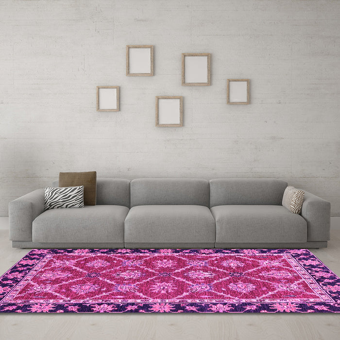 Machine Washable Abstract Pink Modern Rug in a Living Room, wshabs2743pnk