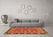 Machine Washable Abstract Orange Modern Area Rugs in a Living Room, wshabs2743org